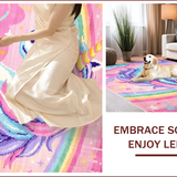 Ultra Soft Area Rug, Non Slip, Stain Resistant, Washable Area Rugs for Living Room, Bedroom, Pastel Unicorn Rainbow Rug for Girls Nursery(Red)
