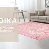 Ultra Soft Area Rug, Non Slip, Stain Resistant, Washable Area Rugs for Living Room, Bedroom, Sleek Minimalist Design in Light Shades(Pink)
