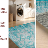 Ultra Soft Area Rug, Non Slip, Stain Resistant, Washable Area Rugs for Living Room, Bedroom, Modern Abstract Blue Tones Design(Gray)