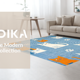Ultra Soft Area Rug, Non Slip, Stain Resistant, Washable Area Rugs for Living Room, Bedroom, Quaint Farmhouse Animal Imagery(Blue)