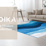 Ultra Soft Area Rug, Non Slip, Stain Resistant, Washable Area Rugs for Living Room, Bedroom, Serene Gradient Wave Motif(Blue)