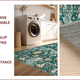 Ultra Soft Area Rug, Non Slip, Stain Resistant, Washable Area Rugs for Living Room, Bedroom, Vintage Floral Boho Charm(Green)