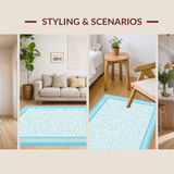 Ultra Soft Area Rug, Non Slip, Stain Resistant, Washable Area Rugs for Living Room, Bedroom, Lively Nautical Blue Accents(Beige)