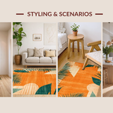 Ultra Soft Area Rug, Non Slip, Stain Resistant, Washable Area Rugs for Living Room, Bedroom, Contemporary Colorful Linear Elements(Orange)