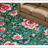 Ultra Soft Area Rug, Non Slip, Stain Resistant, Washable Area Rugs for Living Room, Bedroom, Elegant Soft Floral Aesthetic(Blue)