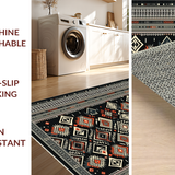 Ultra Soft Area Rug, Non Slip, Stain Resistant, Washable Area Rugs for Living Room, Bedroom, Boho Chic Geometric Motif(Black)
