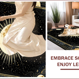 Ultra Soft Area Rug, Non Slip, Stain Resistant, Washable Area Rugs for Living Room, Bedroom, Mystical Occult Crescent Motif(Gold)
