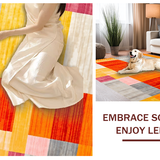 Ultra Soft Area Rug, Non Slip, Stain Resistant, Washable Area Rugs for Living Room, Bedroom, Whimsical Soft Line Art Composition(Orange)