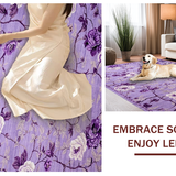 Ultra Soft Area Rug, Non Slip, Stain Resistant, Washable Area Rugs for Living Room, Bedroom, Elegant Soft Colorful Bloom Patterns(Purple)