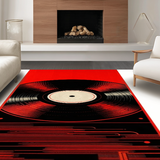 Ultra Soft Area Rug, Non Slip, Stain Resistant, Washable Area Rugs for Living Room, Bedroom, Abstract Monochrome Circular Design(Red)