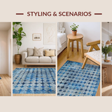 Ultra Soft Area Rug, Non Slip, Stain Resistant, Washable Area Rugs for Living Room, Bedroom, Artistic Bow Carpet(Blue)