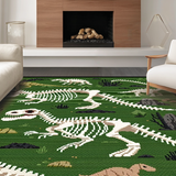 Ultra Soft Area Rug, Non Slip, Stain Resistant, Washable Area Rugs for Living Room, Bedroom, Rustic Vintage Dinosaur Artistry(Green)