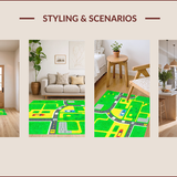 Ultra Soft Area Rug, Non Slip, Stain Resistant, Washable Area Rugs for Living Room, Bedroom, Vivid Cityscape Playful Design(Green)