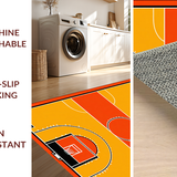 Ultra Soft Area Rug, Non Slip, Stain Resistant, Washable Area Rugs for Living Room, Bedroom, Rustic Athletic Court Vibe(Orange)