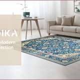 Ultra Soft Area Rug, Non Slip, Stain Resistant, Washable Area Rugs for Living Room, Bedroom, Serene Light Blue Ethnic Patterns(Blue)