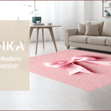 Ultra Soft Area Rug, Non Slip, Stain Resistant, Washable Area Rugs for Living Room, Bedroom, scalloped bow microfiber(Pink)