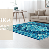 Ultra Soft Area Rug, Non Slip, Stain Resistant, Washable Area Rugs for Living Room, Bedroom, Vintage Distressed Jungle Entryway Stain-Resistant Carpet(Blue)