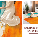 Ultra Soft Area Rug, Non Slip, Stain Resistant, Washable Area Rugs for Living Room, Bedroom, Chic Abstract Paint Splatter Style(Orange)