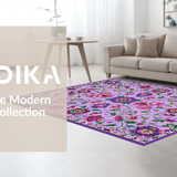 Ultra Soft Area Rug, Non Slip, Stain Resistant, Washable Area Rugs for Living Room, Bedroom, Elegant Shag Floral Motif(Purple)