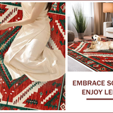 Ultra Soft Area Rug, Non Slip, Stain Resistant, Washable Area Rugs for Living Room, Bedroom, Farmhouse Vintage Christmas Living Room Washable Carpet(Red)