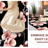 Ultra Soft Area Rug, Non Slip, Stain Resistant, Washable Area Rugs for Living Room, Bedroom, Chic Japanese-Inspired Nature Motif(Pink)
