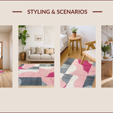Ultra Soft Area Rug, Non Slip, Stain Resistant, Washable Area Rugs for Living Room, Bedroom, Boho Abstract Washable(Pink)