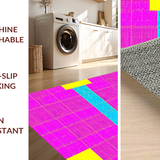 Ultra Soft Area Rug, Non Slip, Stain Resistant, Washable Area Rugs for Living Room, Bedroom, Lively Youthful Abstract Play Grid(Pink)