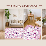 Ultra Soft Area Rug, Non Slip, Stain Resistant, Washable Area Rugs for Living Room, Bedroom, Lively Abstract Floral Elements(White)