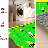 Ultra Soft Area Rug, Non Slip, Stain Resistant, Washable Area Rugs for Living Room, Bedroom, Cheerful Green Insect Design(Green)