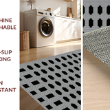 Ultra Soft Area Rug, Non Slip, Stain Resistant, Washable Area Rugs for Living Room, Bedroom, Stylish Lattice Structure in Noir(Black)
