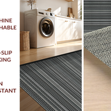 Ultra Soft Area Rug, Non Slip, Stain Resistant, Washable Area Rugs for Living Room, Bedroom, Graphic Striped Rug Black and White Low Pile Floor Covering(Black)