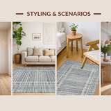 Ultra Soft Area Rug, Non Slip, Stain Resistant, Washable Area Rugs for Living Room, Bedroom, Rustic Warmth Abstract Weave(Gray)
