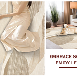 Ultra Soft Area Rug, Non Slip, Stain Resistant, Washable Area Rugs for Living Room, Bedroom, Serene Earthy Toned Linear Flow(Beige)