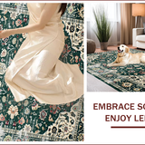 Ultra Soft Area Rug, Non Slip, Stain Resistant, Washable Area Rugs for Living Room, Bedroom, Vintage Floral Distressed Elegance(Green)
