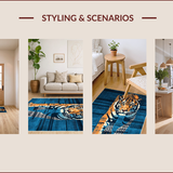 Ultra Soft Area Rug, Non Slip, Stain Resistant, Washable Area Rugs for Living Room, Bedroom, Modern Dark Blue Animal Motif(Orange)
