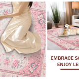 Ultra Soft Area Rug, Non Slip, Stain Resistant, Washable Area Rugs for Living Room, Bedroom, Pastel Cozy Textured Delight(Pink)