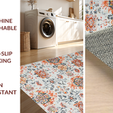 Ultra Soft Area Rug, Non Slip, Stain Resistant, Washable Area Rugs for Living Room, Bedroom, Chic Vintage Floral Motif(White)
