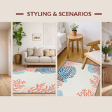 Ultra Soft Area Rug, Non Slip, Stain Resistant, Washable Area Rugs for Living Room, Bedroom, Coral Reef Inspired Artful Composition(Orange)