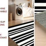 Ultra Soft Area Rug, Non Slip, Stain Resistant, Washable Area Rugs for Living Room, Bedroom, Chic Modern Linear Pattern Design(Black)