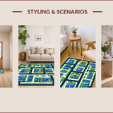 Ultra Soft Area Rug, Non Slip, Stain Resistant, Washable Area Rugs for Living Room, Bedroom, Whimsical Green Landscape Design(Blue)