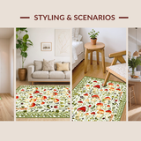 Ultra Soft Area Rug, Non Slip, Stain Resistant, Washable Area Rugs for Living Room, Bedroom, Serene Green Tones with Nature Elements(White)