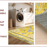 Ultra Soft Area Rug, Non Slip, Stain Resistant, Washable Area Rugs for Living Room, Bedroom, Vibrant Tribal Geometric Harmony(Yellow)
