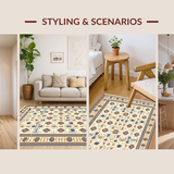 Ultra Soft Area Rug, Non Slip, Stain Resistant, Washable Area Rugs for Living Room, Bedroom, Chic Neutral Tiled Aesthetic(Beige)