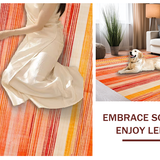 Ultra Soft Area Rug, Non Slip, Stain Resistant, Washable Area Rugs for Living Room, Bedroom, Modern Striped Geometry in Bright Tones(Orange)