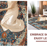 Ultra Soft Area Rug, Non Slip, Stain Resistant, Washable Area Rugs for Living Room, Bedroom, Rustic Vibrant Floral Design(Blue)