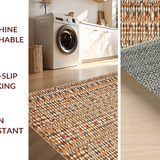 Ultra Soft Area Rug, Non Slip, Stain Resistant, Washable Area Rugs for Living Room, Bedroom, Chic Earthy Geometric Weave(Orange)