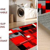Ultra Soft Area Rug, Non Slip, Stain Resistant, Washable Area Rugs for Living Room, Bedroom, Contemporary Abstract Soundwave Design(Red)