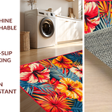 Ultra Soft Area Rug, Non Slip, Stain Resistant, Washable Area Rugs for Living Room, Bedroom, Stylish Tropical Garden Aesthetic(Red)
