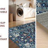 Ultra Soft Area Rug, Non Slip, Stain Resistant, Washable Area Rugs for Living Room, Bedroom, Rustic Tribal Patterned Blue Tones(Blue)