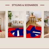Ultra Soft Area Rug, Non Slip, Stain Resistant, Washable Area Rugs for Living Room, Bedroom, Vibrant Cultural Outline Motif(Red)